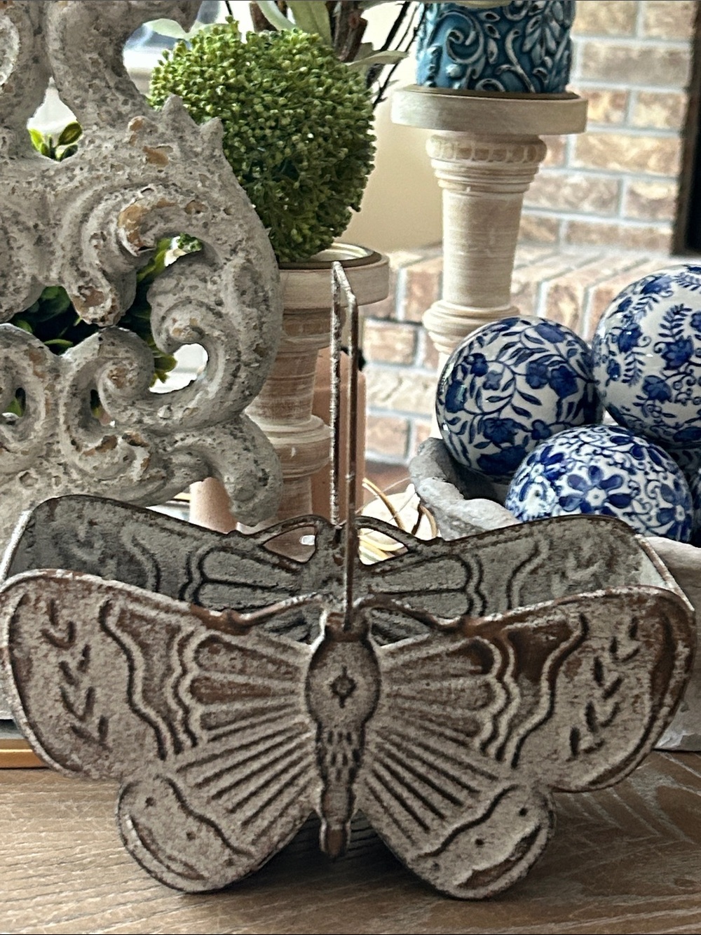 NEW! Vintage Inspired Victorian Gothic Rustic Metal Moth Butterfly Basket